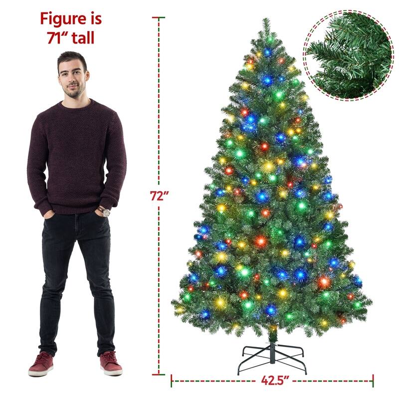 Yaheetech Pre-lit 4.5ft/6ft/7.5ft/9ft Spruce Artificial Christmas Tree with Foldable Stand, Green