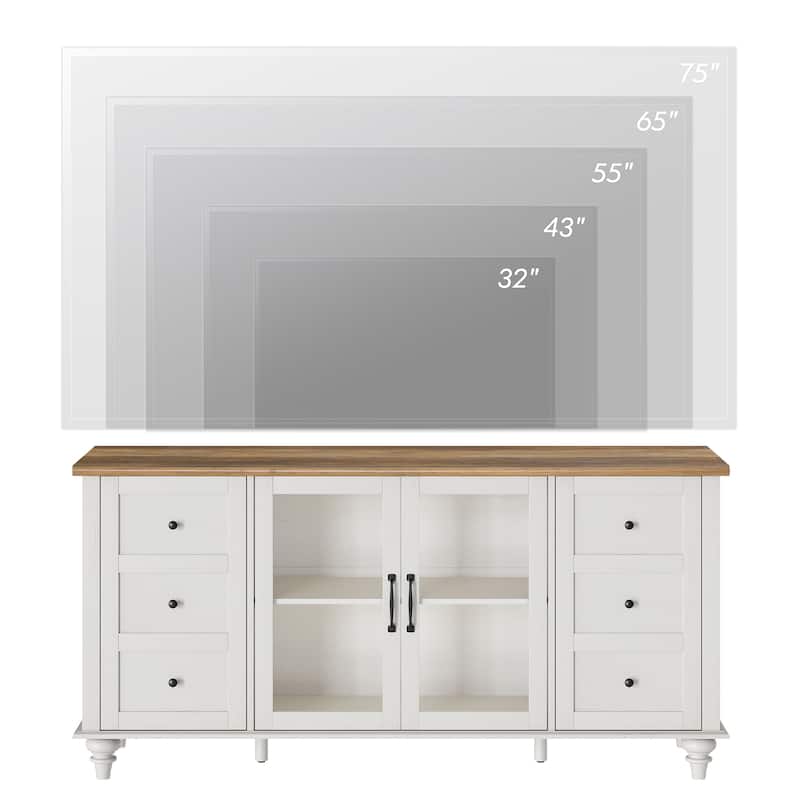 WAMPAT Farmhouse Sliding Barn Door TV Stands Storage Cabinets Entertainment Stand for TVs Up to 65"