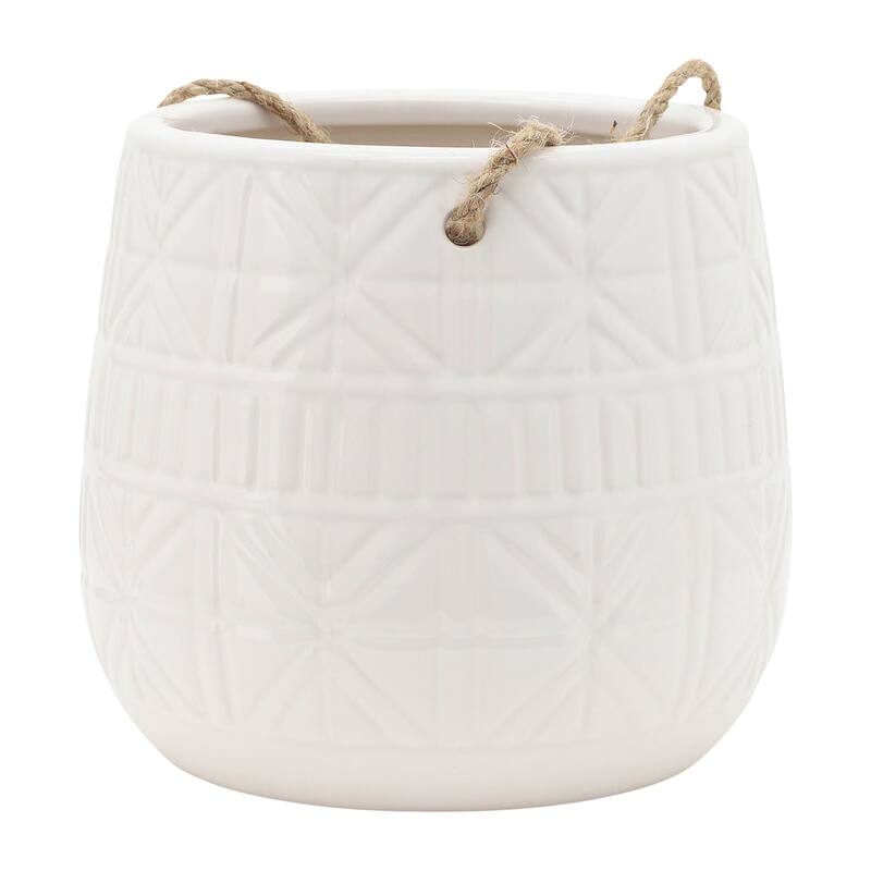 Sagebrook Home Neutral Textured Ceramic Hanging Planter