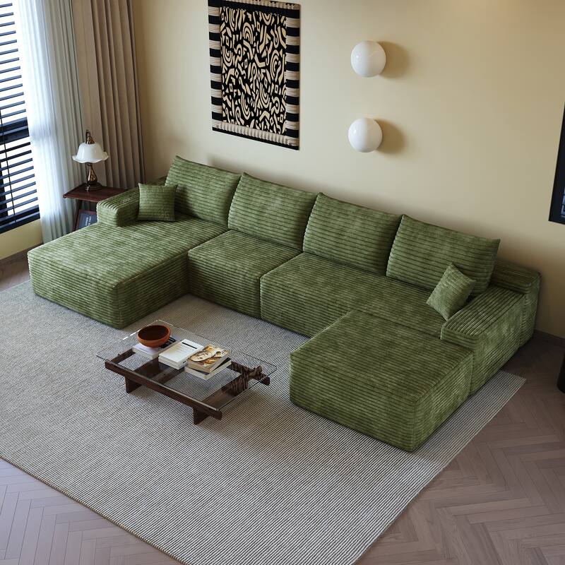 Modular U-shaped Sectional Sofa Symmetrical Deep Seat Sectional Couch with Left Facing Chaise Lounge and Ottoman