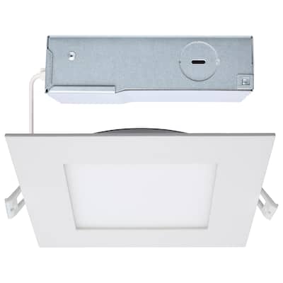 12 Watt LED Direct Wire Downlight Edge-lit 6-Inch CCT Selectable Square Remote Driver