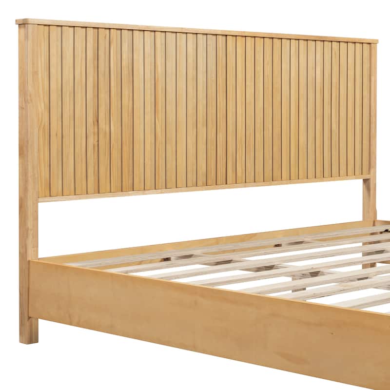 Christopher Knight Home - Anna Natural Wood Bed Frame With Reeded Headboard