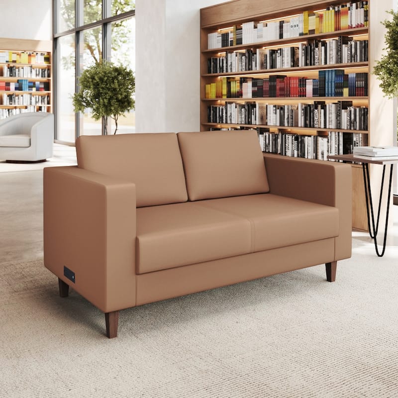 Commercial Lobby Loveseat with 2 Outlets/1 USB/1 USB-C Ports - 56.5"W x 31.25"D x 32.5"H
