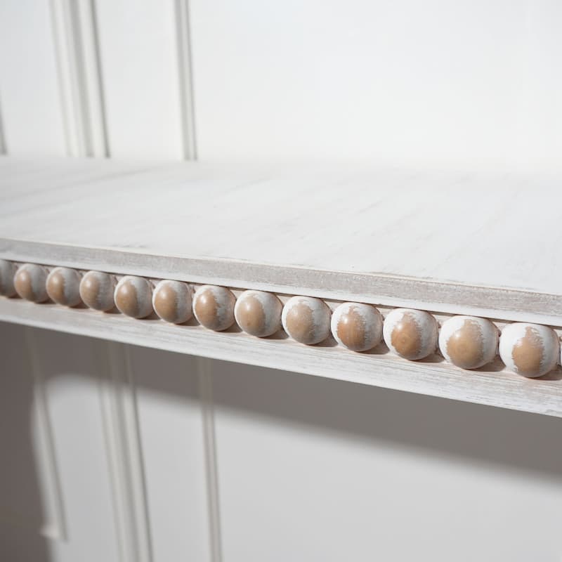 Curved Console Table with Wood Beads Decor for Entryway, Hallway