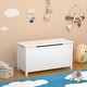 preview thumbnail 2 of 18, Kids Wooden Toy Box Storage With Safety Hinged Lid - 31.5”L x 13”W x 16.7”H White