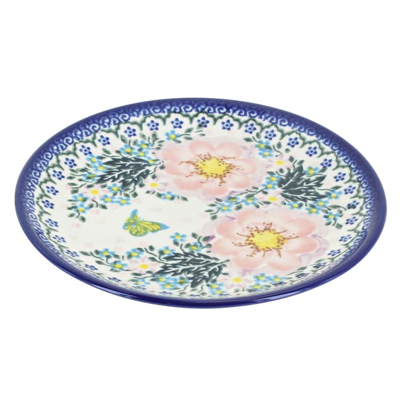 Blue Rose Polish Pottery Vena Dessert Plate - Apple Blossom