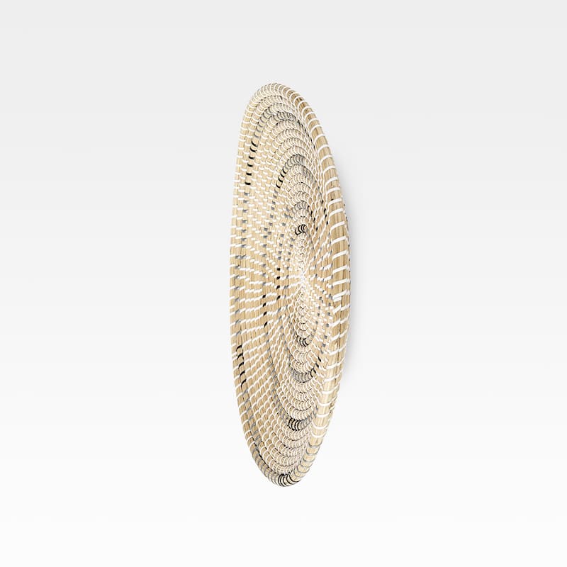 Avel Light Brown Seagrass w/Black, Grey & White Accents Round Hanging Wall Plate