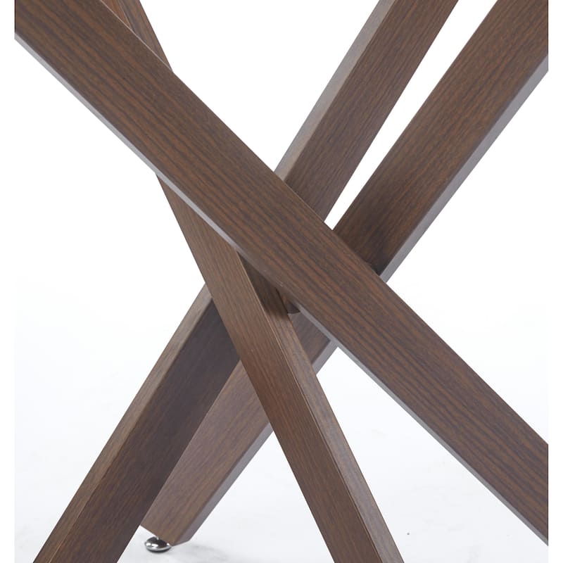 GDFStudio - Willowridge Modern Contemporary 35.4" Metal Frame Round Tempered Glass Dining Table with Cross Metal Base