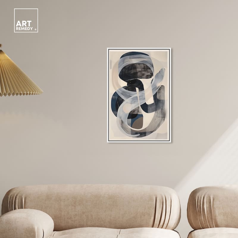 Art Remedy Slither Framed Abstract Shapes 1 Piece Canvas Wall Art
