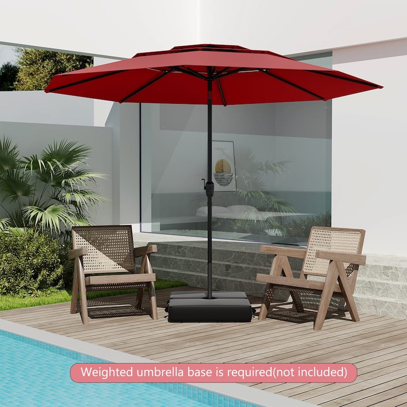 10 Ft Patio Umbrella with Crank and Tilt Vented Polyester Canopy for Backyard and Pool Shade