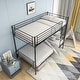 preview thumbnail 3 of 9, Black Twin over Twin Metal Bunk Bed, Frame with Ladder, Space-Saving Design for Bedroom