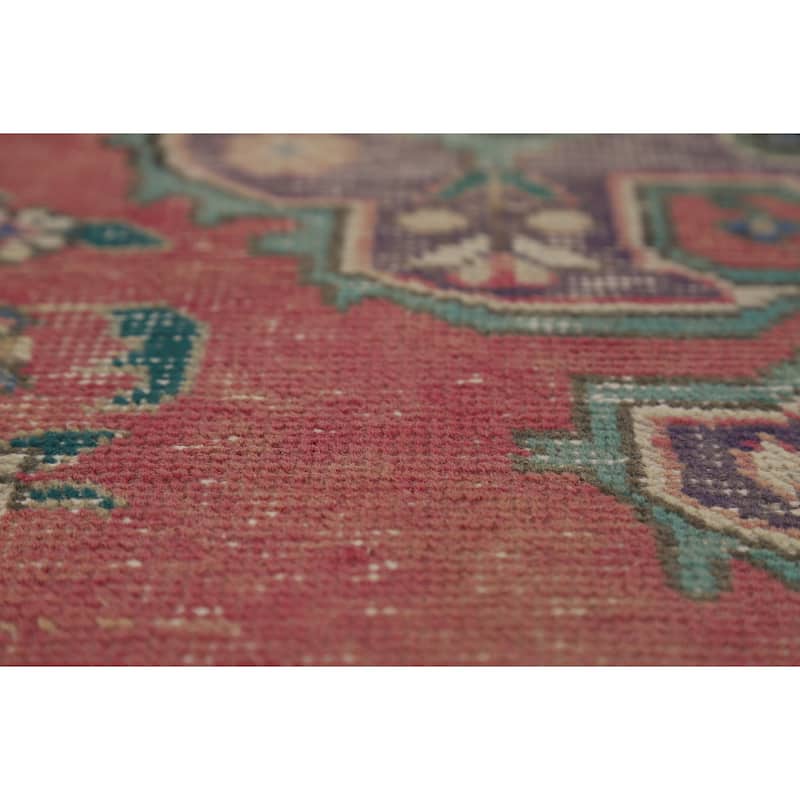 Vintage Geometric Tabriz Persian Area Rug Hand-Knotted Wool Carpet - 6'6" x 9'7"