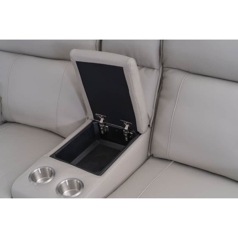 Abbyson Layton Top Grain Leather Dual Power Reclining Loveseat