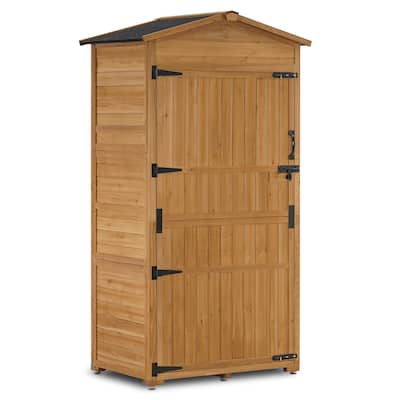Mcombo Large Outdoor Storage Cabinet with Folding Table, Oversize Garden Tool Shed with Shelves (3 x 2 x 6 FT) 1965