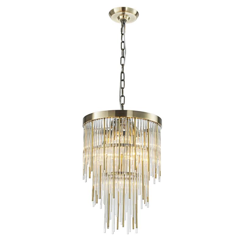 Modern Glam Antique Bronze Waterfall Chandelier Adjustable Ceiling Pendant for Bedroom, Dining Room or Foyer - W14"