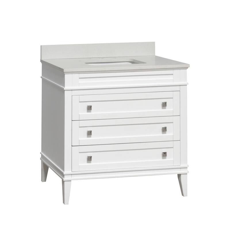 KitchenBathCollection Eleanor 36" Bathroom Vanity with Quartz Top