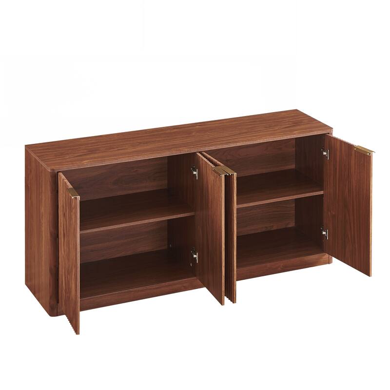 Modern Wavy Sideboard, Curved Contour Design Storage Cabinet