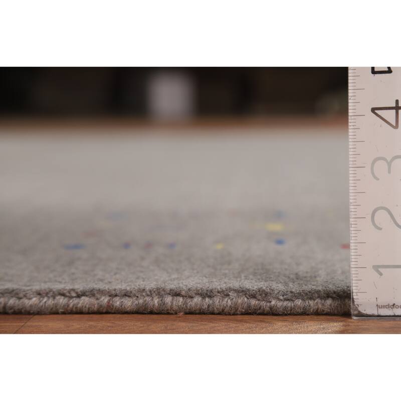 Tribal Gray Gabbeh Indian Area Rug Hand-Knotted Wool Carpet - 7'8" x 9'10"