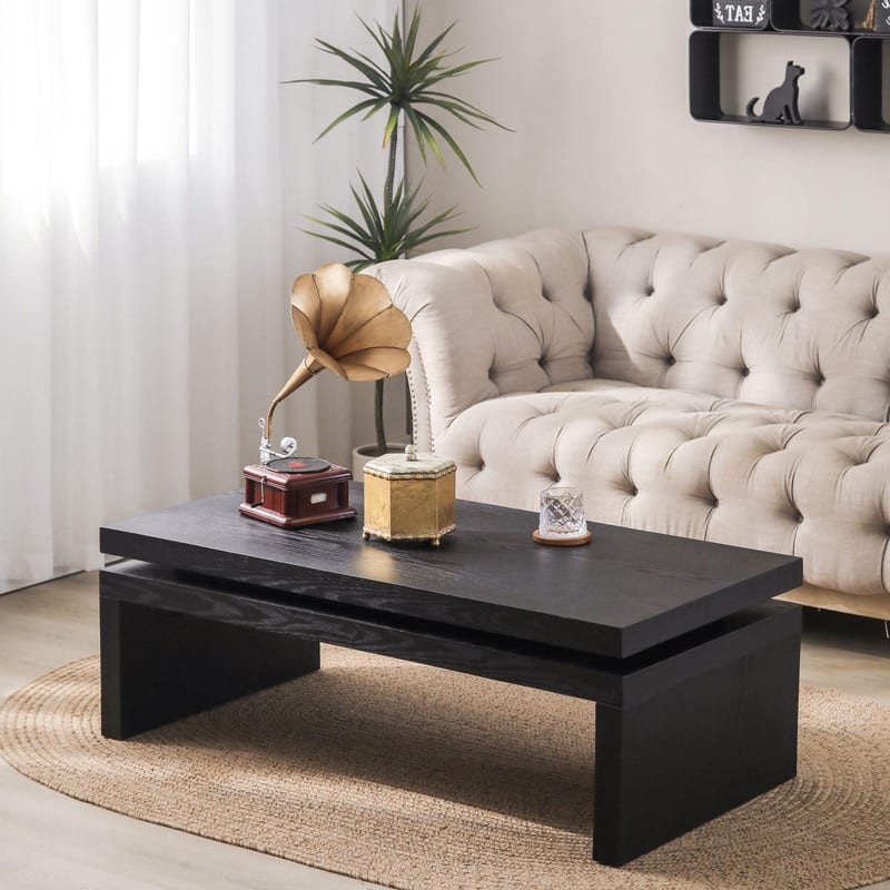 Modern 47.6"W Wood Coffee Table with Sleek Floating Top Design for Stylish Living Room Decor