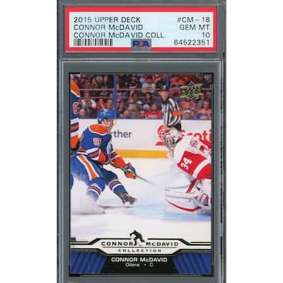 Connor McDavid 2015 Upper Deck Hockey Rookie Card RC #CM-18 Graded PSA 10 - 8'6" x 11'6"