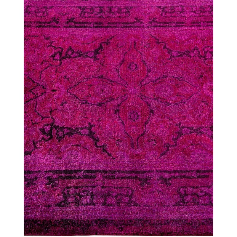 Overton Hand Knotted Wool Vintage Inspired Modern Contemporary Overdyed Purple Runner Rug - 2' 7" x 11' 10"