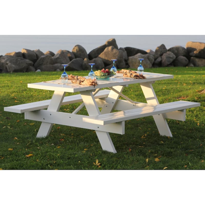 DuraTrel 6' White Vinyl Picnic Table - N/A