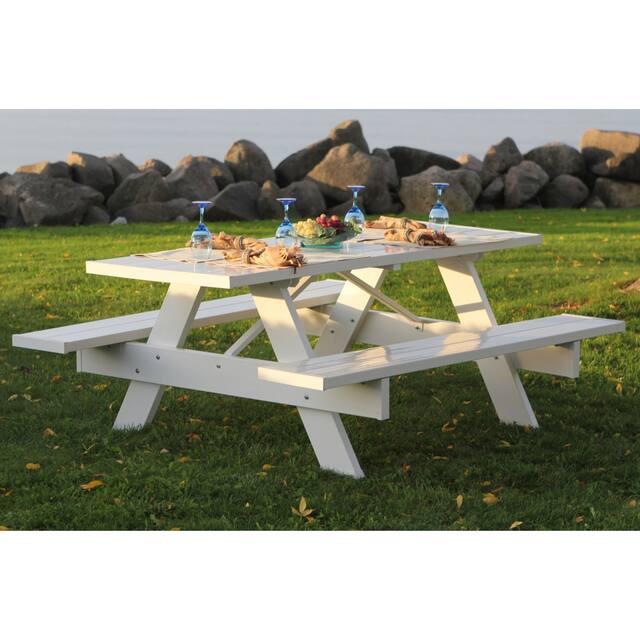 DuraTrel 6' White Vinyl Picnic Table - N/A