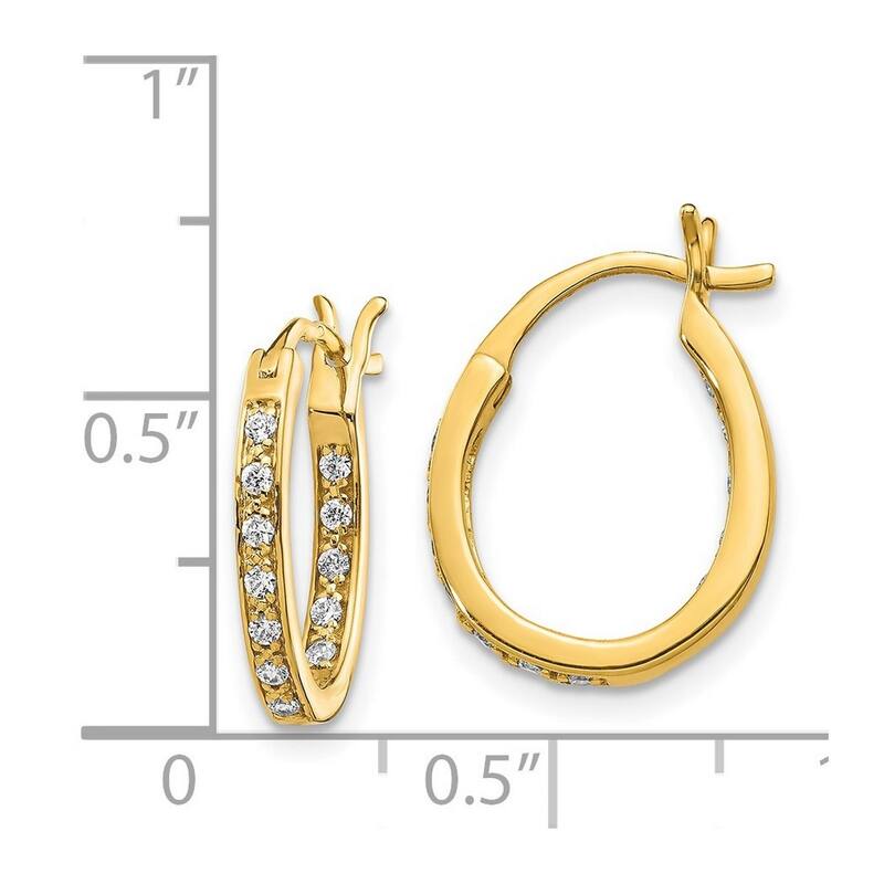 Curata 14k Diamond In Out Hoop Earrings - 15x14mm Wide 2mm Thick