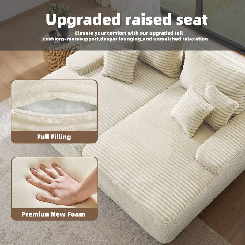 2 - Piece Upholstered Sectional Couch Sleeper Sofa L-Shape Chaise with Pillow