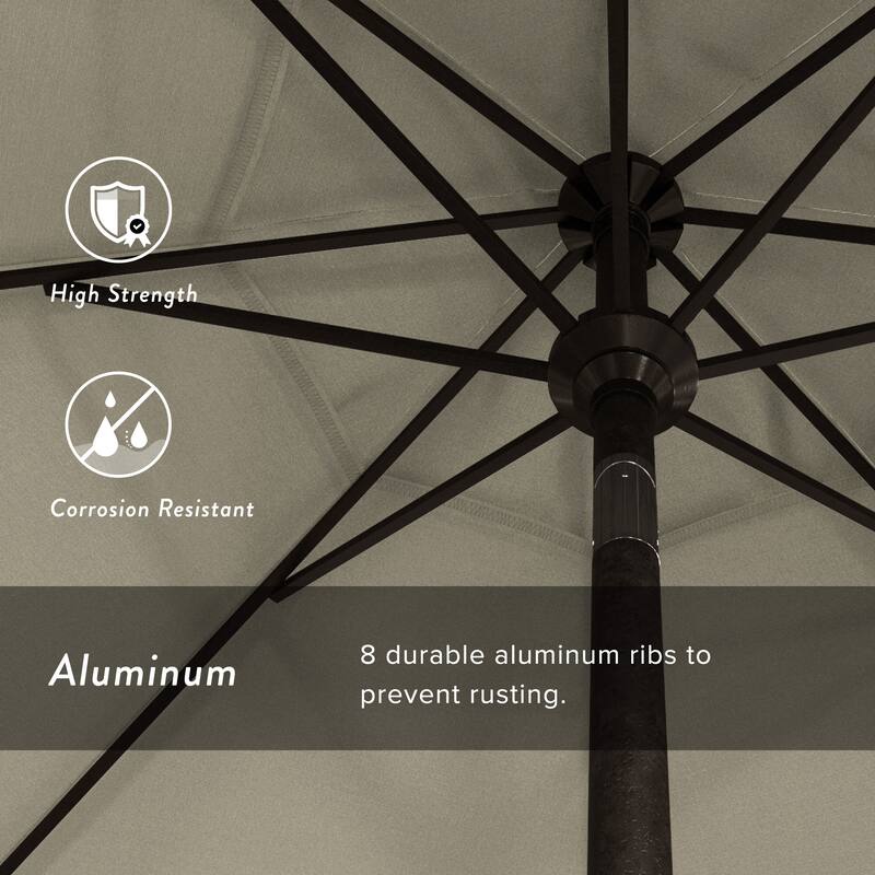 California Umbrella 7.5' Rd. Aluminum Patio Umbrella, Crank Lift with Push Button Tilt, Bronze Finish, Pacifica Fabric
