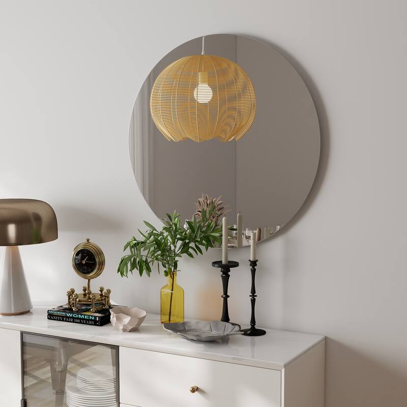 70cm Vathroom Mirror, Round Mirror, Matte White Backboard - 27.7