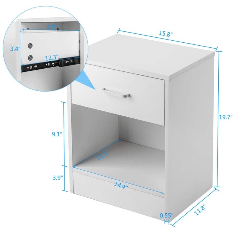 1-drawer Contemporary Bedside Storage Nightstands (Set of 2)