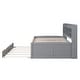 preview thumbnail 15 of 43, Full Size Wooden Captain Bed with Built-in Bookshelves, 3-Storage Drawers, and Trundle, Light Grey, Classic Style Bed Frame
