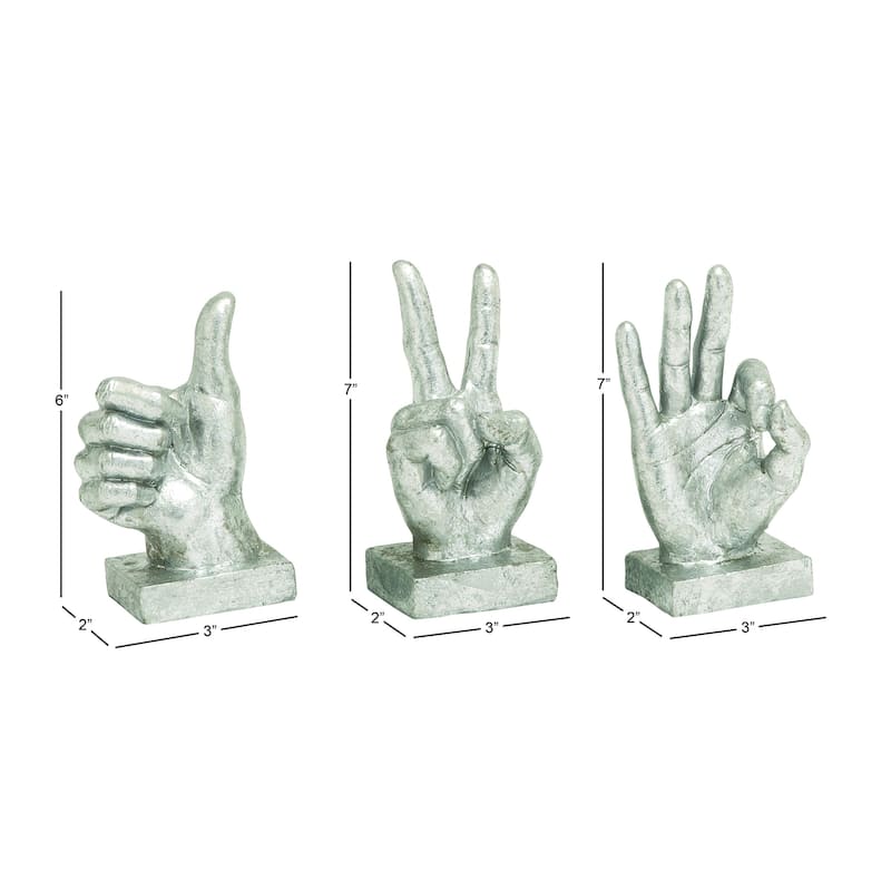 CosmoLiving by Cosmopolitan Gold or Silver Polystone Hands Decorative Sculpture (Set of 3)