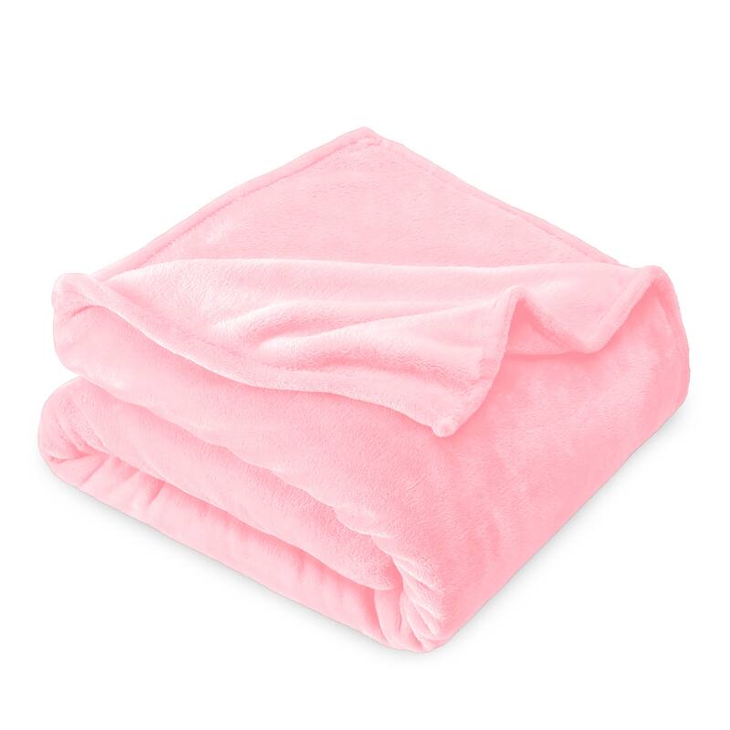 Bare Home Microplush Fleece Blanket - Ultra-Soft - Cozy Fuzzy Warm - Throw - Light Pink