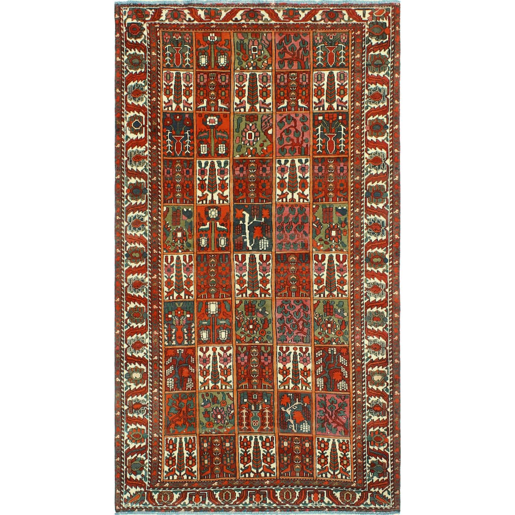 Fine Vintage Bakhtiari Zlika Red/Ivory Rug - 5'6" x 9'5"