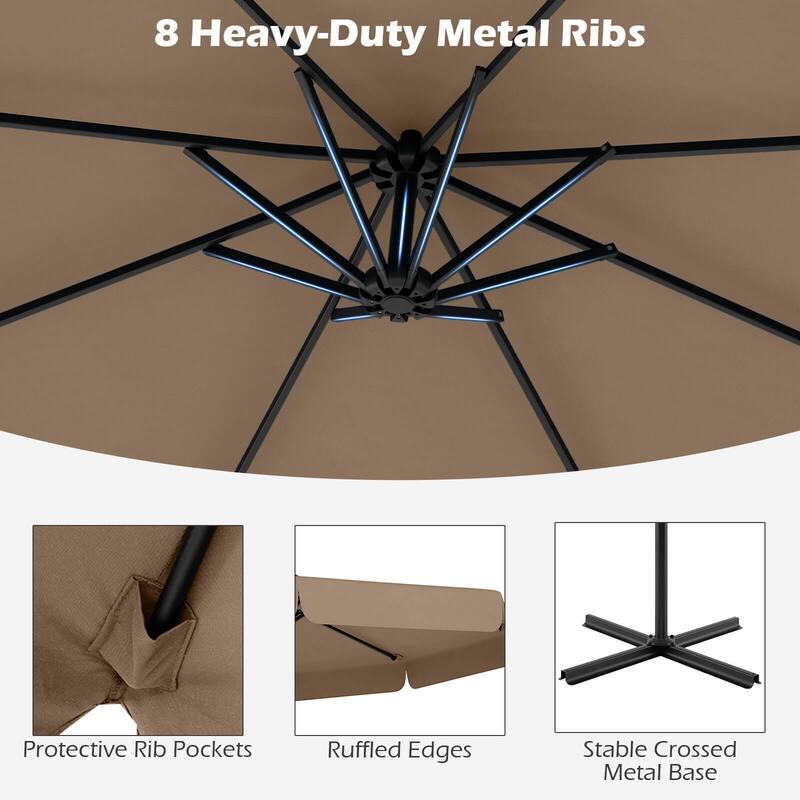 Costway 10 FT Offset Hanging Umbrella Patio Cantilever Umbrella with