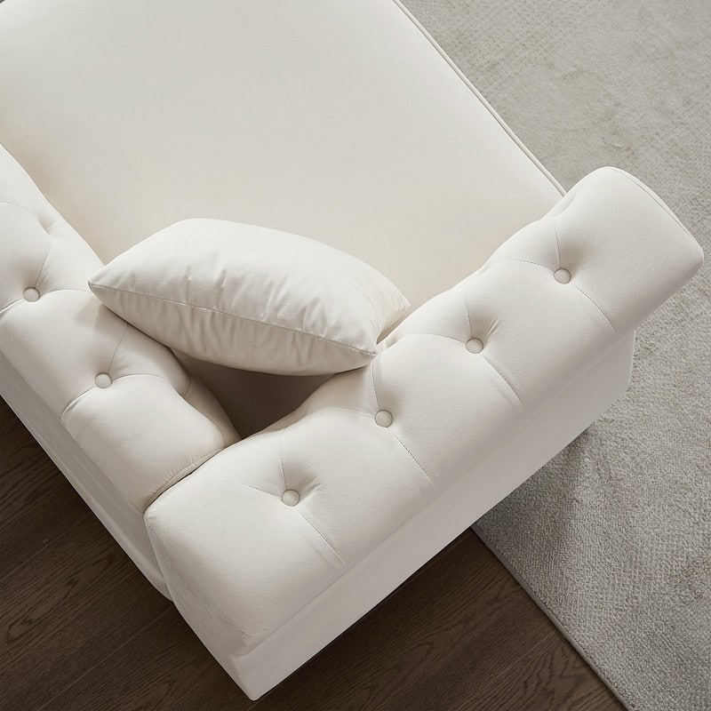 Modern Living Room Chesterfield Sofa,Tufted Couch with Metal Foot and Nailhead,Two Pillows