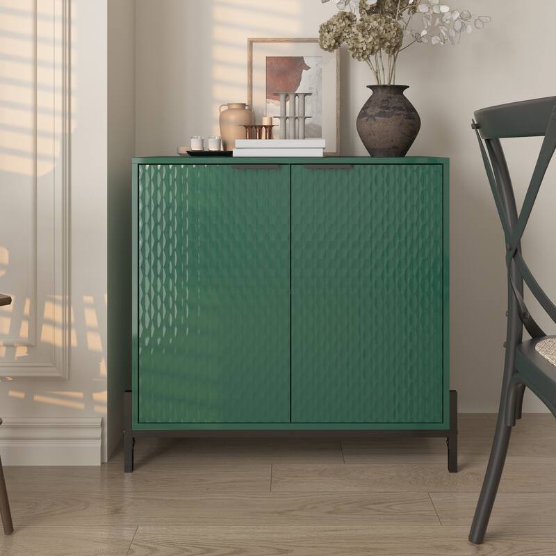 Clihome Modern Glossy Storage Accent Cabinet Sideboard