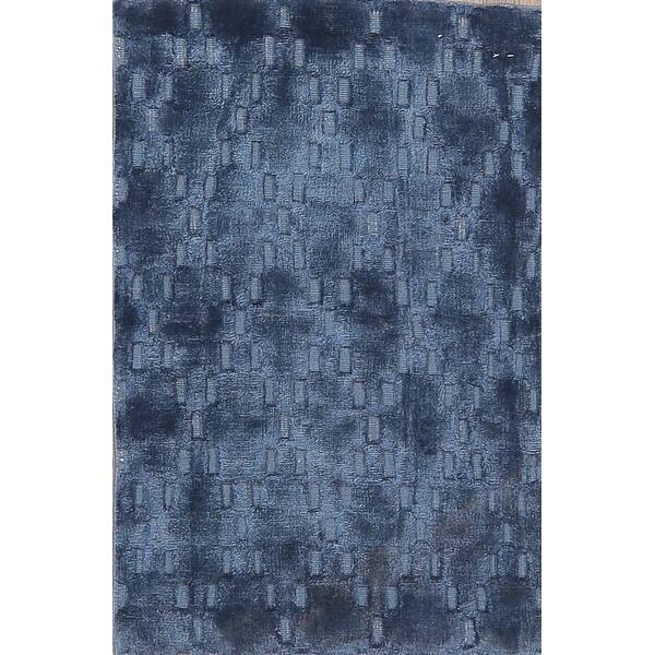 slide 1 of 15, Navy Blue Silk Modern Oriental Area Rug Hand-knotted Bedroom Carpet - 1'10" x 2'11"