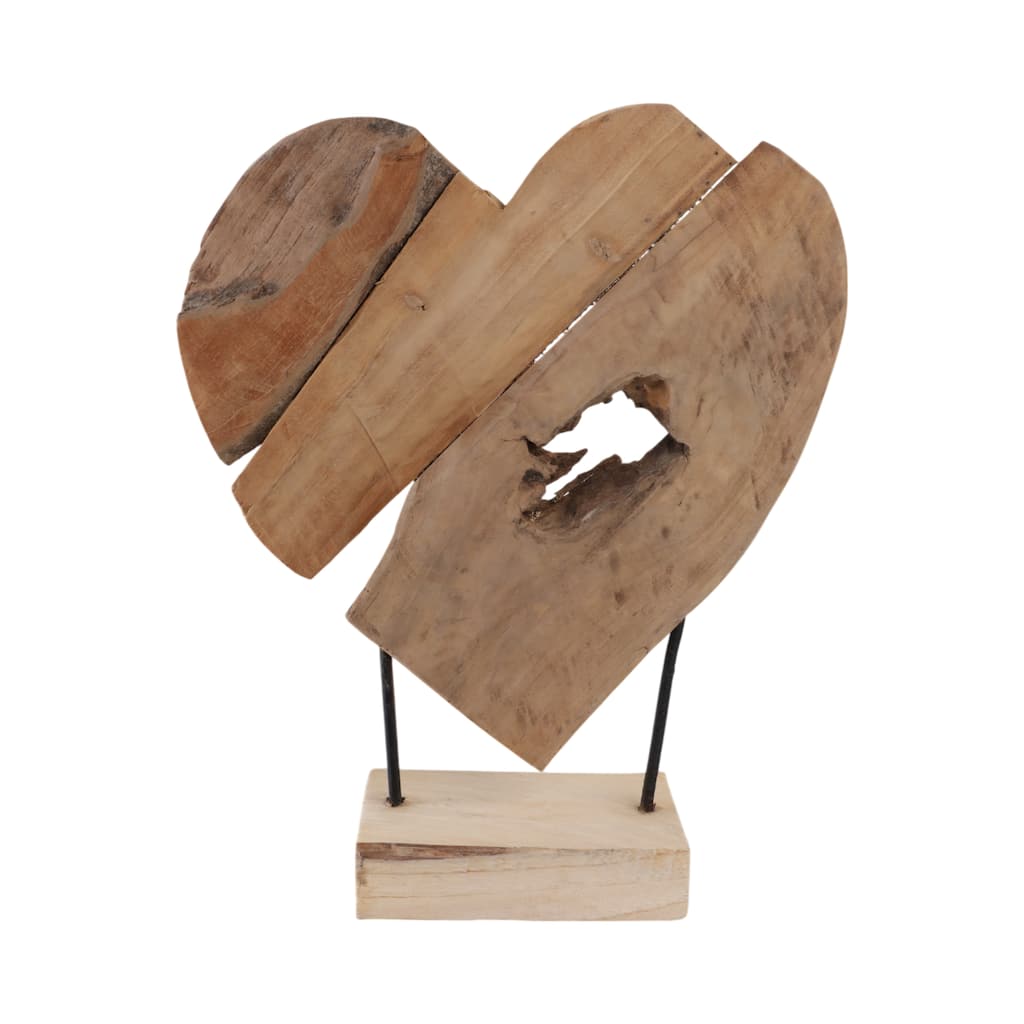 Rustic Wood Sculpture Carved Heart On Stand Design - 20" Brown - 16" x 5" x 20"