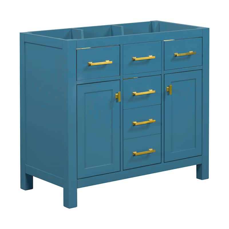 36''Bathroon Vanity without SINK,Single Cabinet with 4 Drawers & 2 Cabinets,Storage Cabinet,Solid Wood Frame Vanity Only