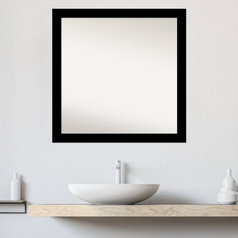 Basic Narrow Non-Beveled Wood Framed Bathroom Vanity Wall Mirror