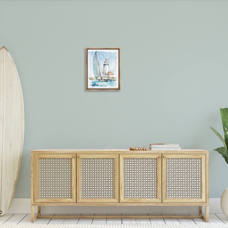 Stupell Nautical Sailboat & Lighthouse Framed Floater Canvas Wall Art by Ethan Harper