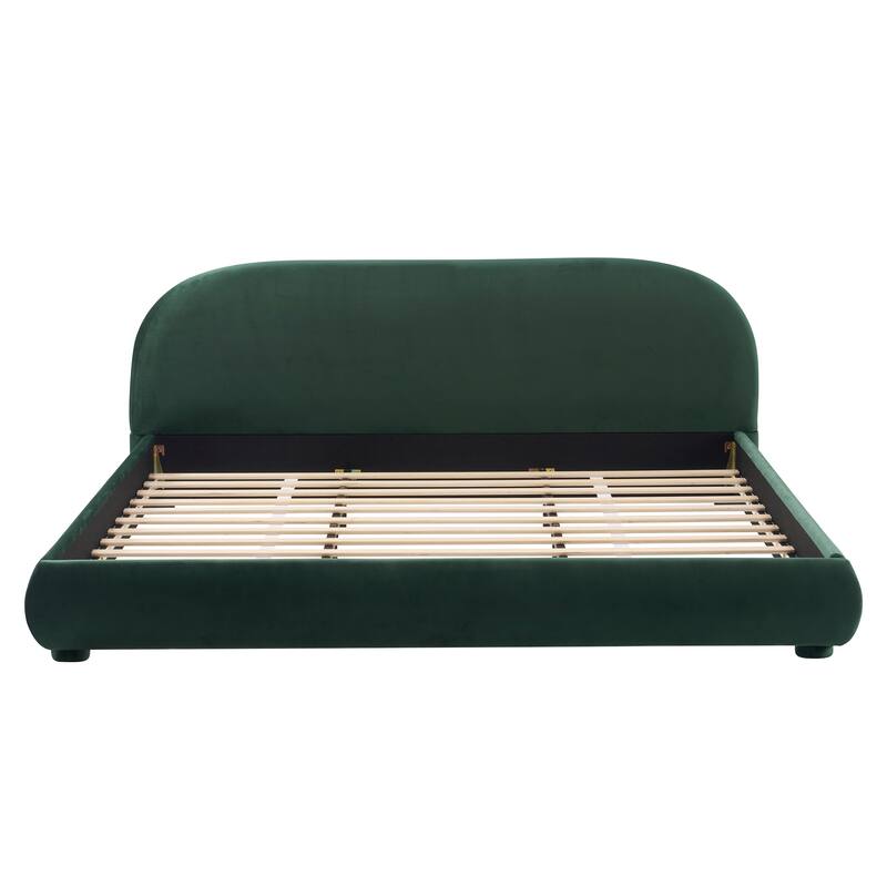 Christopher Knight Home - Dreamy Simple Modern Cream Boucle Upholstered King Bed with Curved Headboard