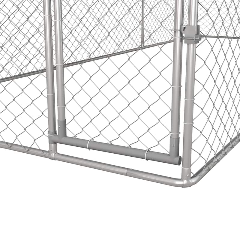 PawHut Large Dog Kennel Outside, Heavy Duty Dog Cage with Waterproof Cover, Outdoor Fence Dog Run