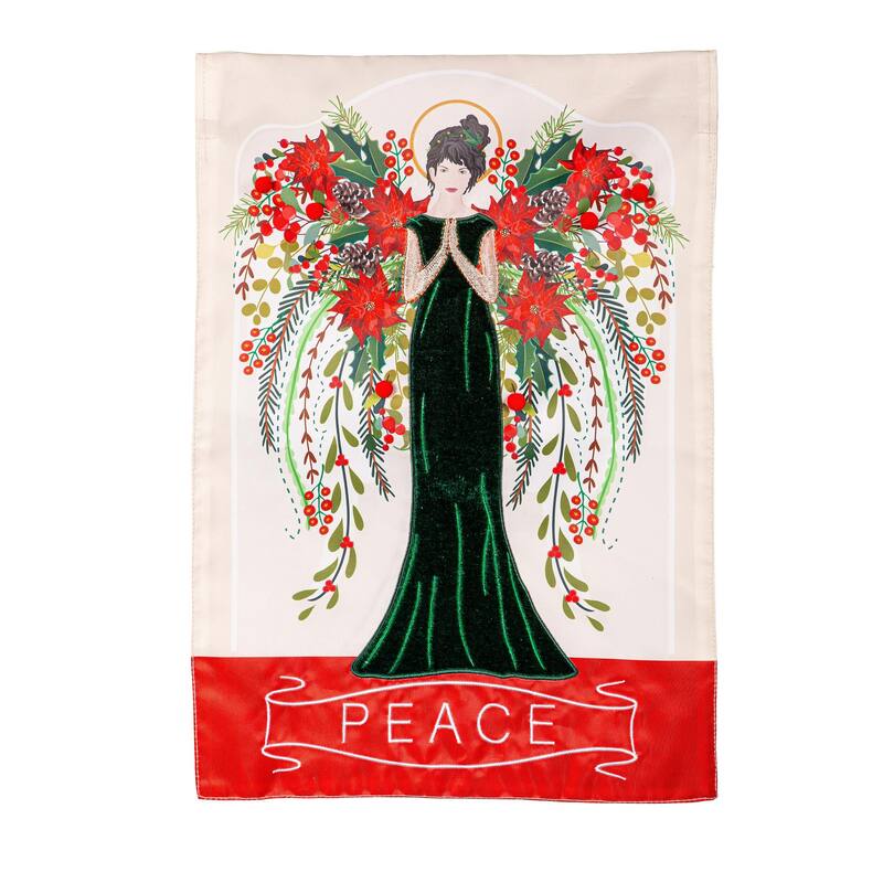 12.5 in. x 18 in. Floral Angel Applique Garden Flag - Multicolor - 12.5 in x 18 in