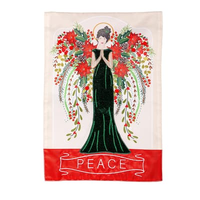 12.5 in. x 18 in. Floral Angel Applique Garden Flag - Multicolor - 12.5 in x 18 in