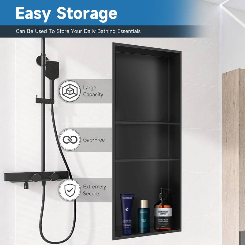 WIZ 12.8-inch W x 30.8-inch H x 4-inch D Stainless Steel Shower Niche