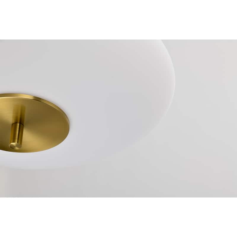 Caio Brass Pendant Light with Oval Disk Frosted Glass Shade